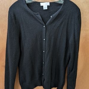 Black cashmere cardigan sweater.  Sz Medium. Marshall Fields.